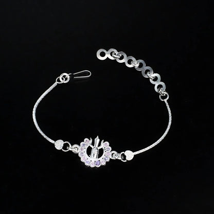 Real Silver Bracelet CZ religious design Rakhi 6"