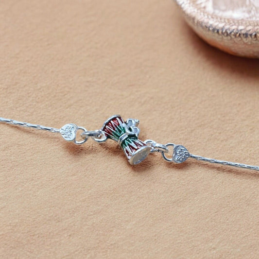 Real Silver Bracelet gifting Om Rakhi 6"