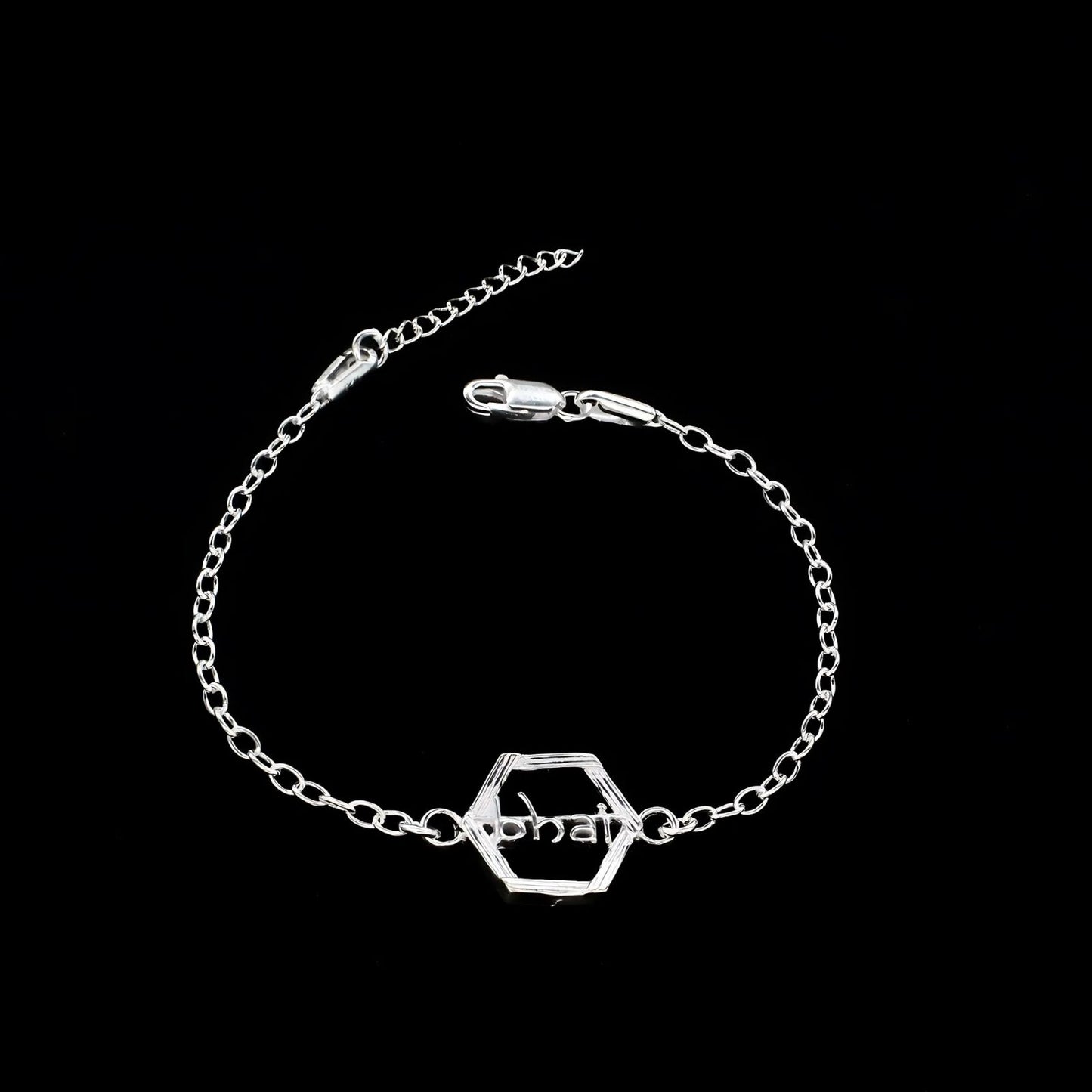 Real Silver Bracelet cable chain style Bhai Rakhi 8"