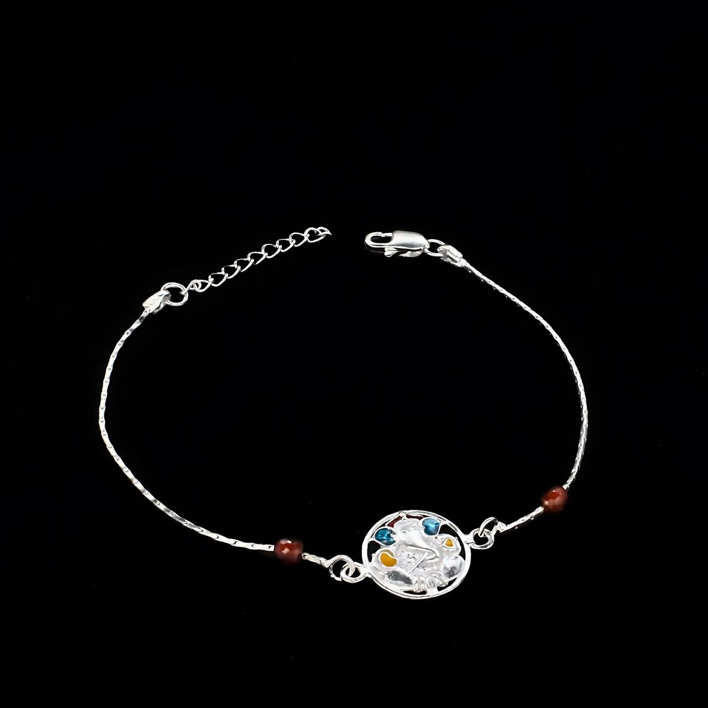 Real Silver Bracelet gifting Ganesha Rakhi 8"