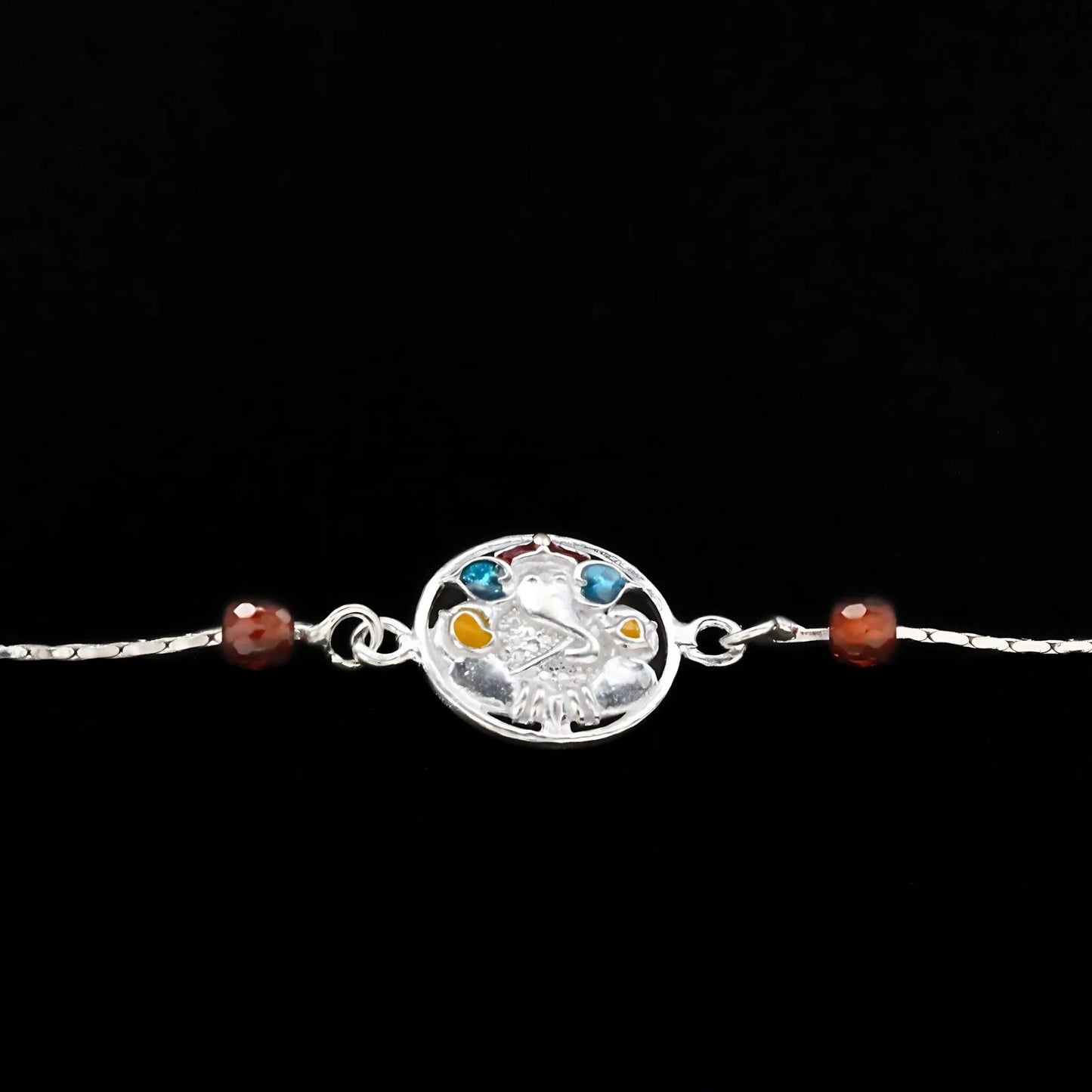 Real Silver Bracelet gifting Ganesha Rakhi 8"