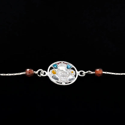 Real Silver Bracelet gifting Ganesha Rakhi 8"