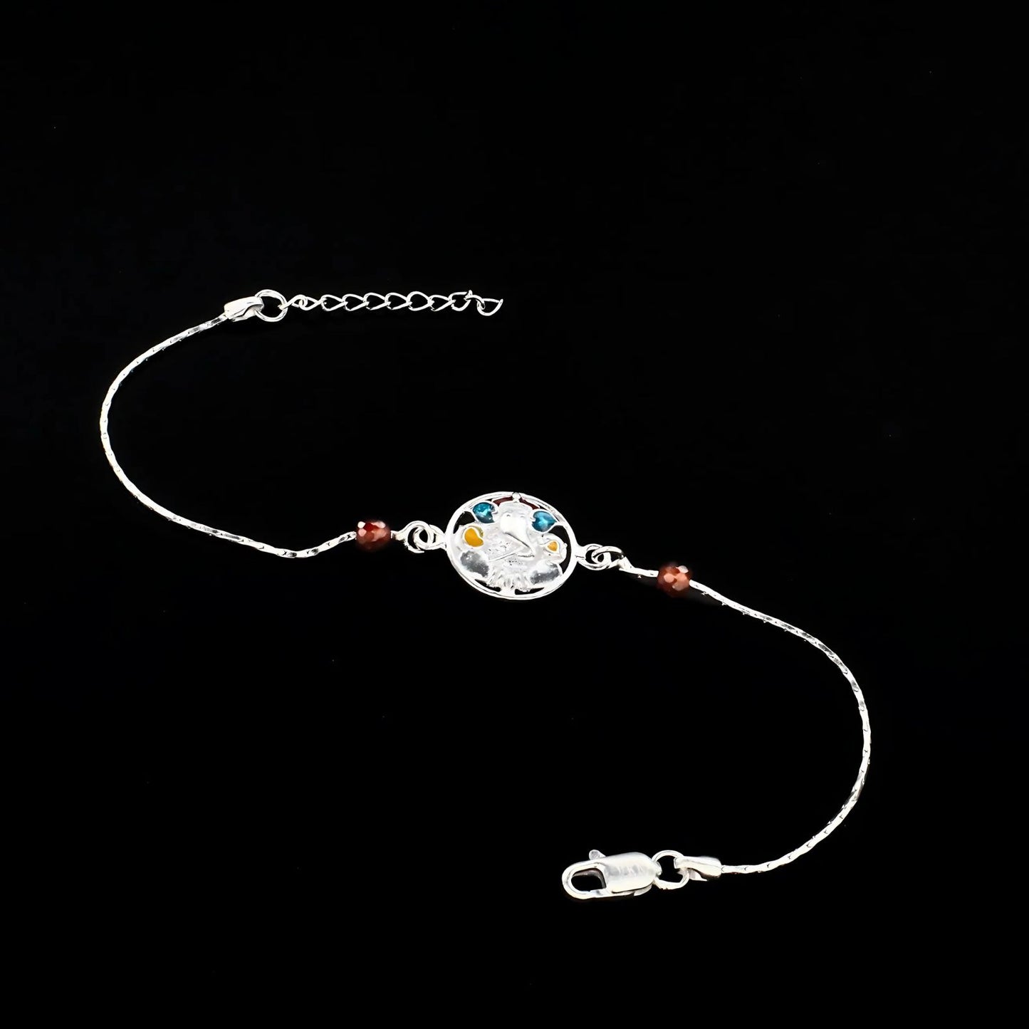 Real Silver Bracelet gifting Ganesha Rakhi 8"