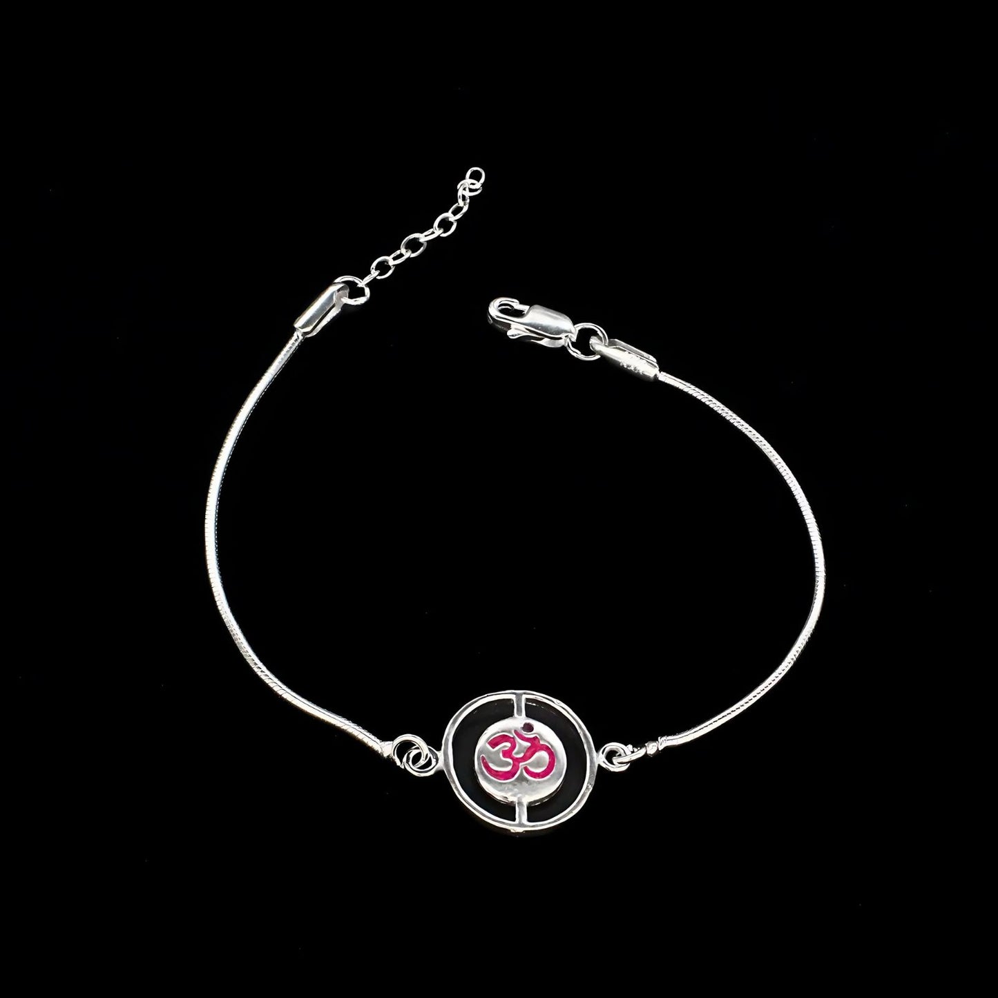 Unique Real Silver Bracelet handmade Om Rakhi 8"