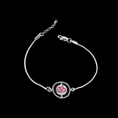 Unique Real Silver Bracelet handmade Om Rakhi 8"