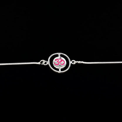 Unique Real Silver Bracelet handmade Om Rakhi 8"