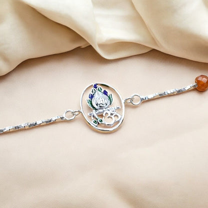 Real Silver Bracelet unique trendy Om Rakhi  8"