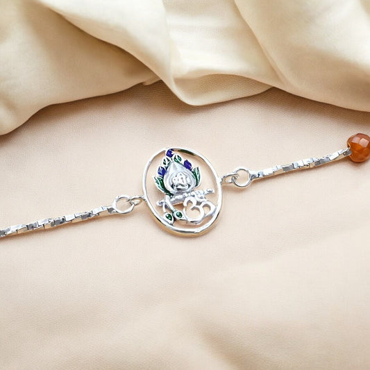 Real Silver Bracelet unique trendy Om Rakhi  8"