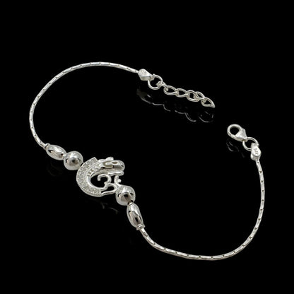 925 Real Sterling Silver Bracelet cz Om Rakhi  7.5"