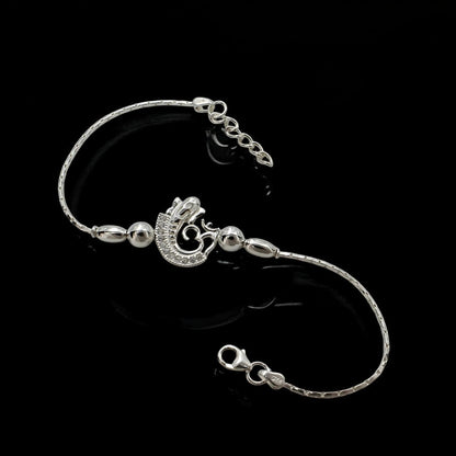 925 Real Sterling Silver Bracelet cz Om Rakhi  7.5"