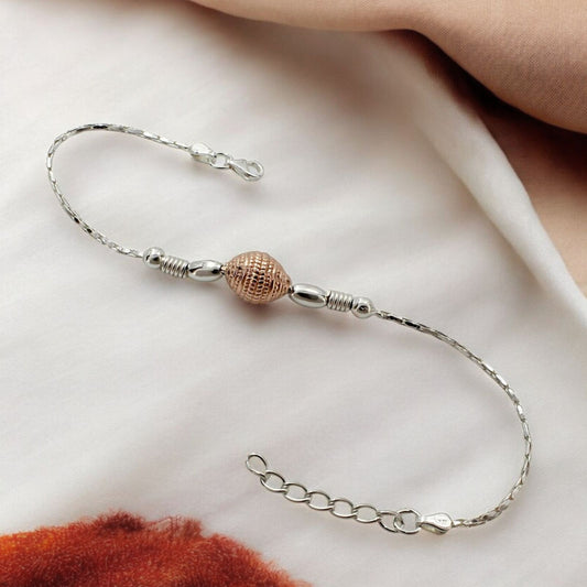 925 Real Sterling Silver Bracelet Rakhi  7.6"