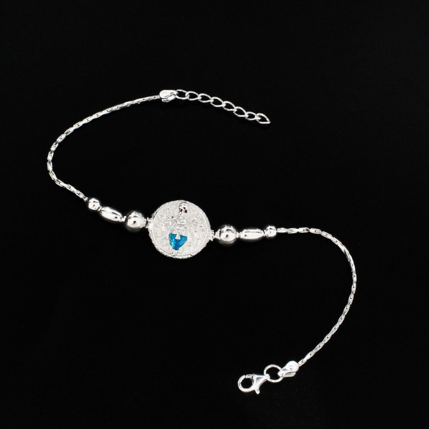 925 Real Silver Bracelet Lord Ganesha Rakhi  7.8"