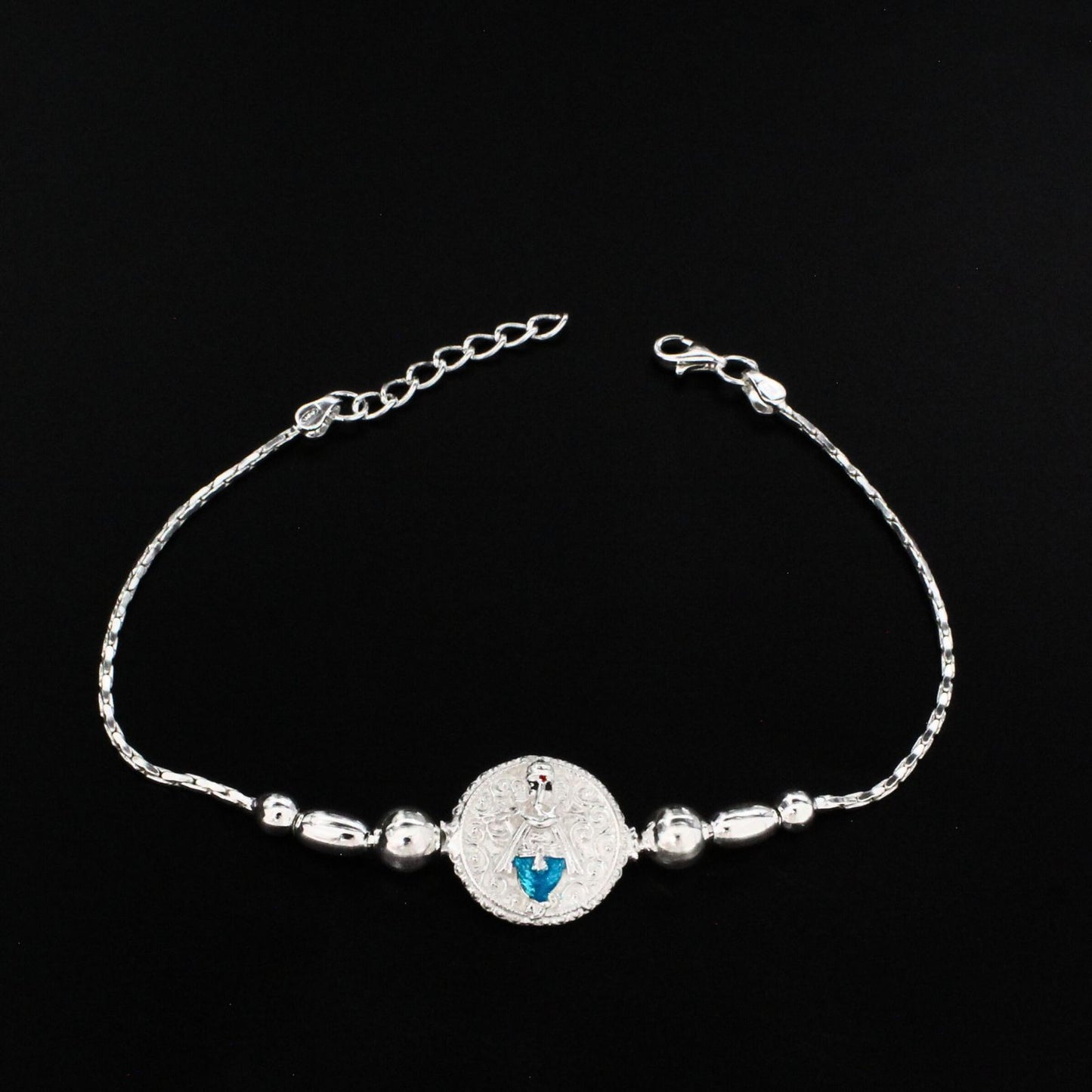 925 Real Silver Bracelet Lord Ganesha Rakhi  7.8"