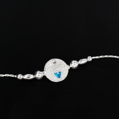 925 Real Silver Bracelet Lord Ganesha Rakhi  7.8"