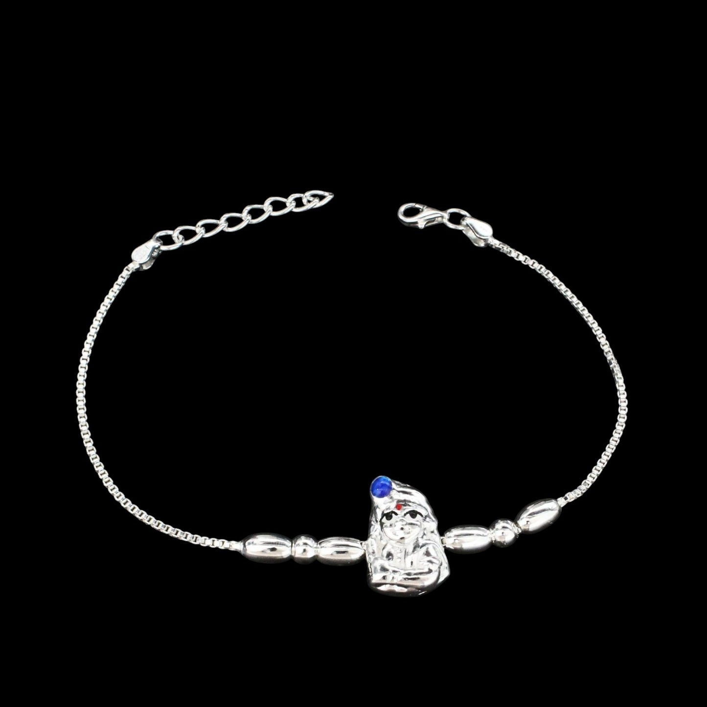 925 Real Silver Bracelet Lord Krishna Rakhi 7.5"