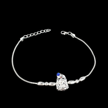 925 Real Silver Bracelet Lord Krishna Rakhi 7.5"