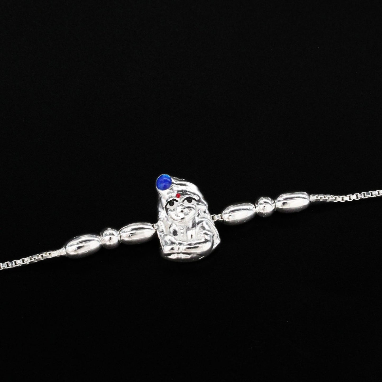 925 Real Silver Bracelet Lord Krishna Rakhi 7.5"