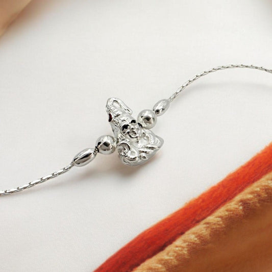 925 Real Silver Bracelet Lord Shiv Rakhi 7.5"