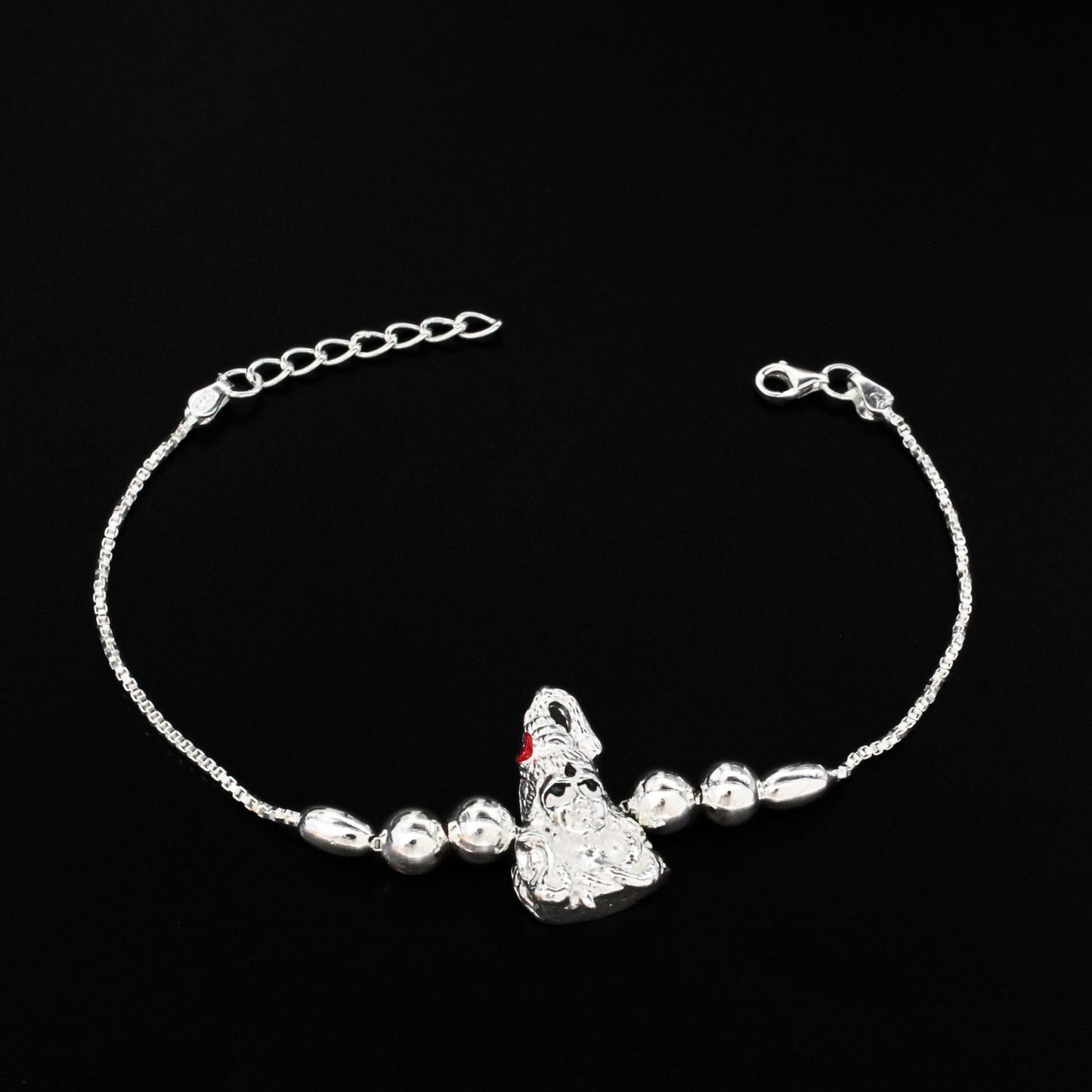 925 Real Silver Bracelet Lord Shiv Rakhi 7.5"