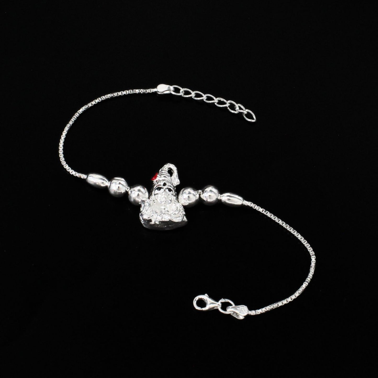 925 Real Silver Bracelet Lord Shiv Rakhi 7.5"