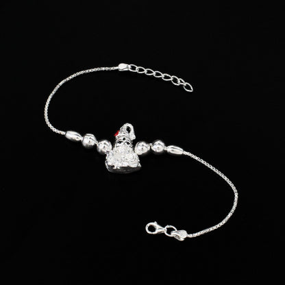 925 Real Silver Bracelet Lord Shiv Rakhi 7.5"