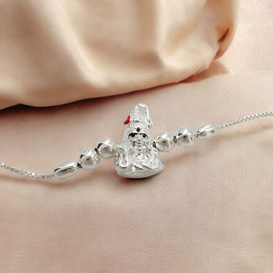 925 Real Sterling Silver Bracelet Lord Shiva Rakhi 7.5"