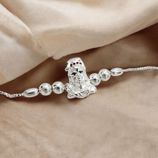 925 Real Silver Bracelet Shiva Rakhi 7.5"