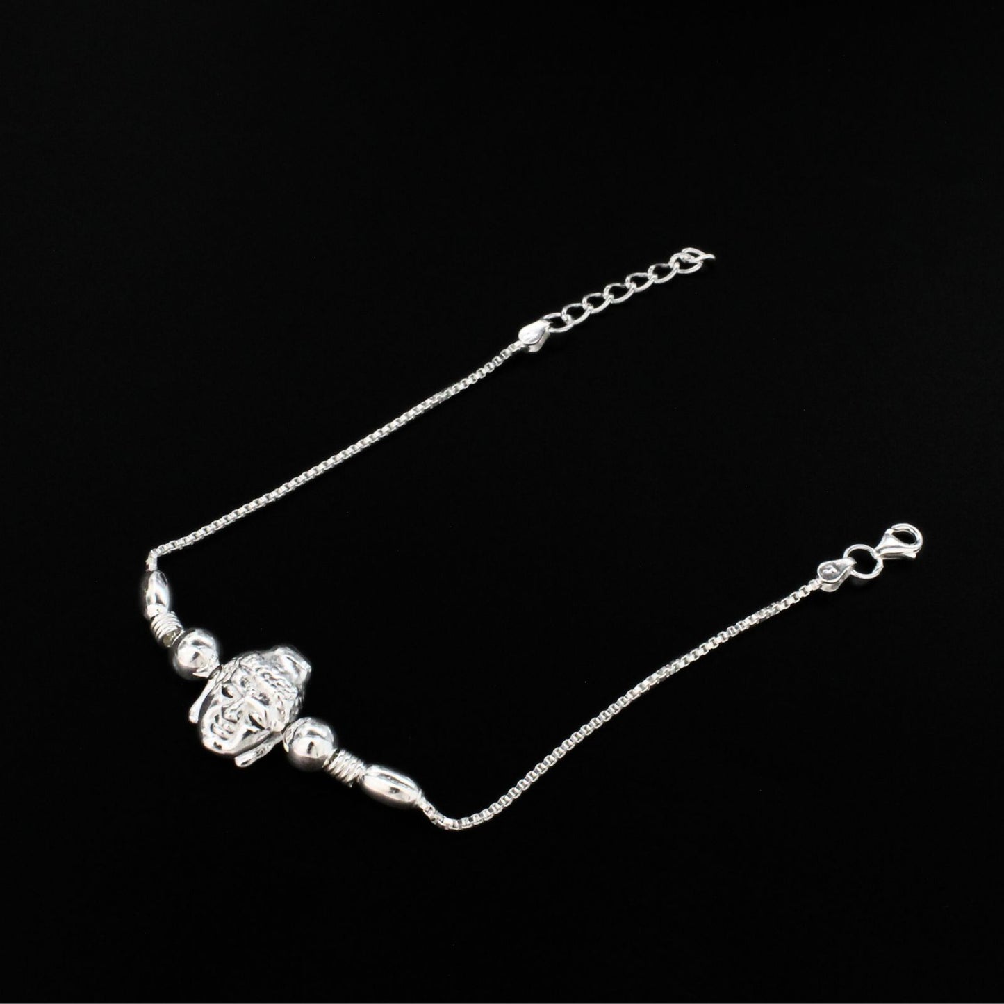 925 Real Silver Bracelet Budha Rakhi 7.5"