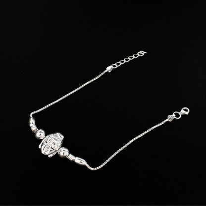 925 Real Silver Bracelet Budha Rakhi 7.5"