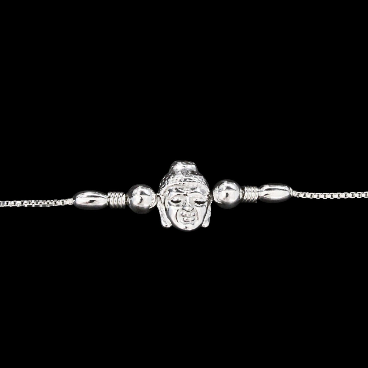 925 Real Silver Bracelet Budha Rakhi 7.5"
