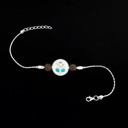 925 Real Sterling Silver Bracelet Ganesha Rakhi 7.5"
