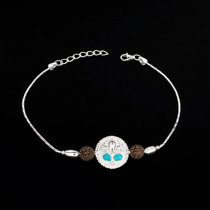 925 Real Sterling Silver Bracelet Ganesha Rakhi 7.5"