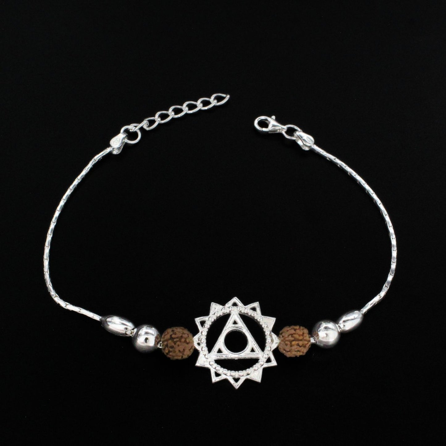 925 Real Silver Bracelet Throat Chakra Rakhi 7.5"