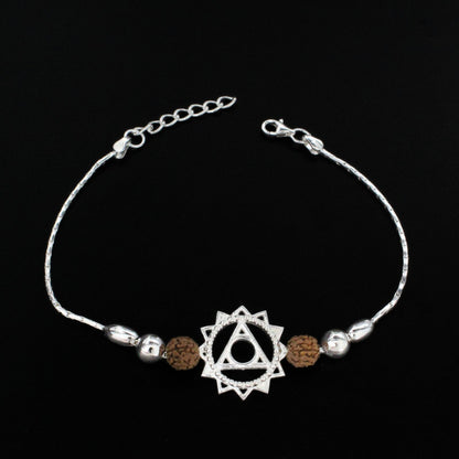 925 Real Silver Bracelet Throat Chakra Rakhi 7.5"