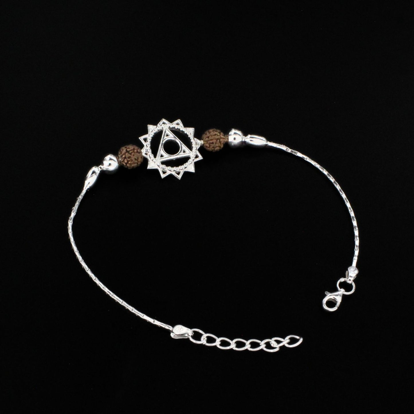 925 Real Silver Bracelet Throat Chakra Rakhi 7.5"