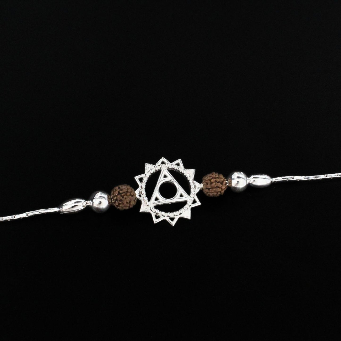 925 Real Silver Bracelet Throat Chakra Rakhi 7.5"