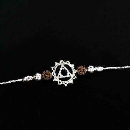 925 Real Silver Bracelet Throat Chakra Rakhi 7.5"