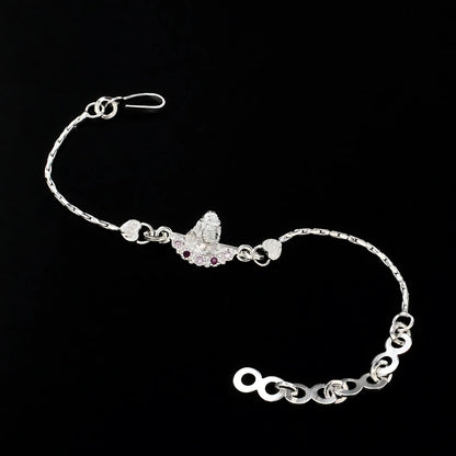 Real Silver Bracelet Pink CZ Shiv Rakhi 6"