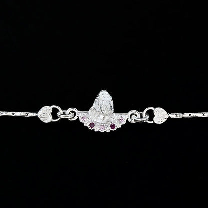 Real Silver Bracelet Pink CZ Shiv Rakhi 6"