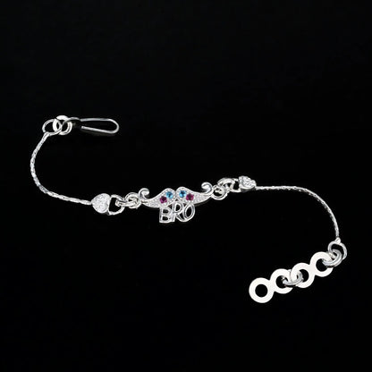 Real Silver Bracelet Excellent CZ Kids Bro Moustache Rakhi 5"
