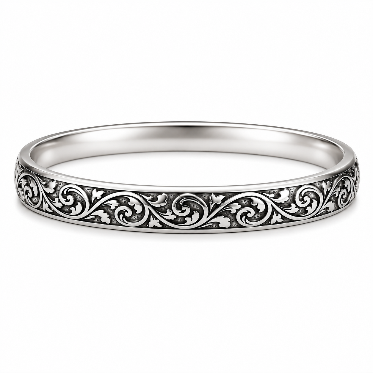 Designer Jointless Pure Silver Plain Bangle - Chandi ka bejod kada