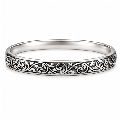 Designer Jointless Pure Silver Plain Bangle - Chandi ka bejod kada