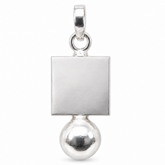 Pure Silver square Piece ball Chokor goli Pendant