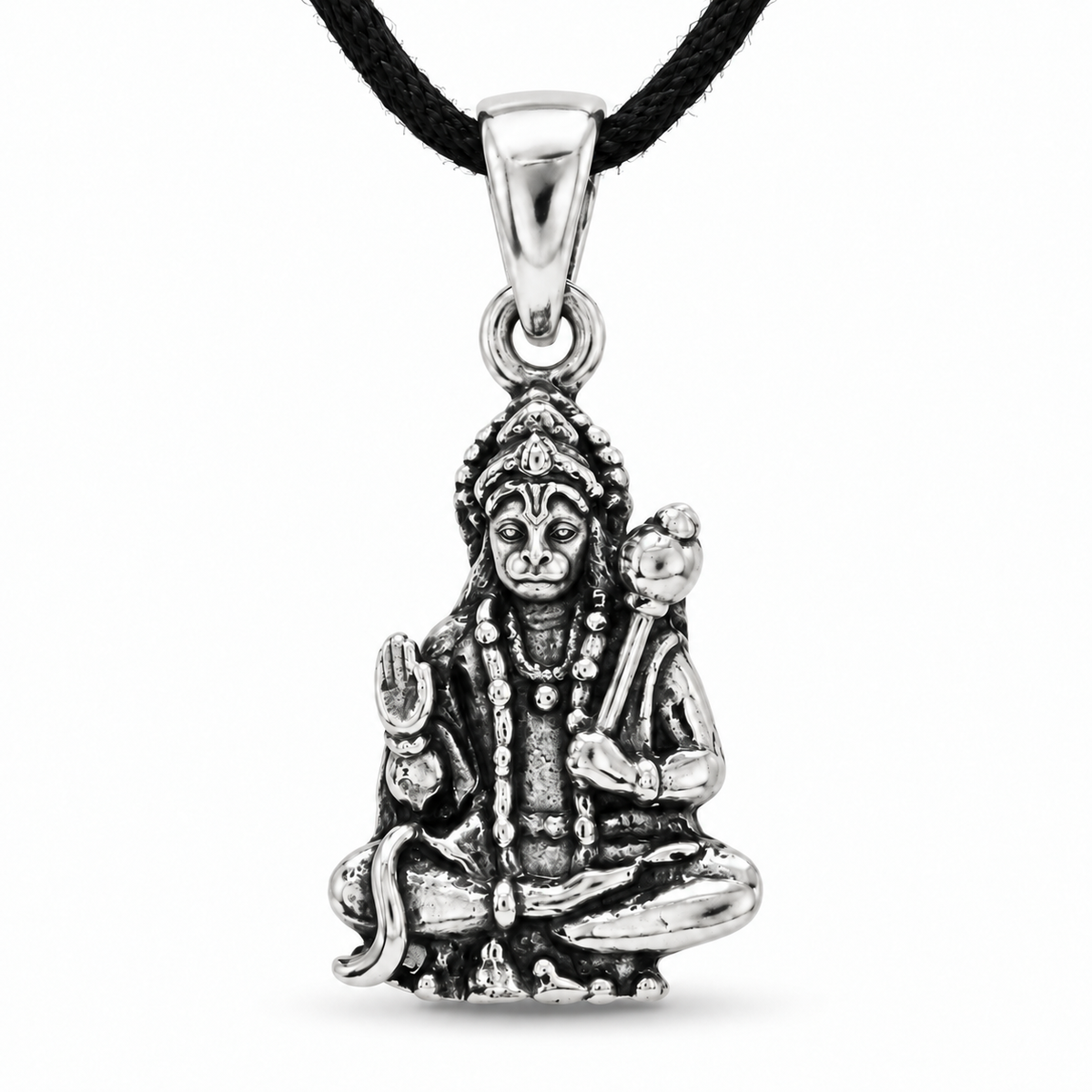 Sacred Hanuman Yogasana 925 Sterling Silver Oxidized Pendant