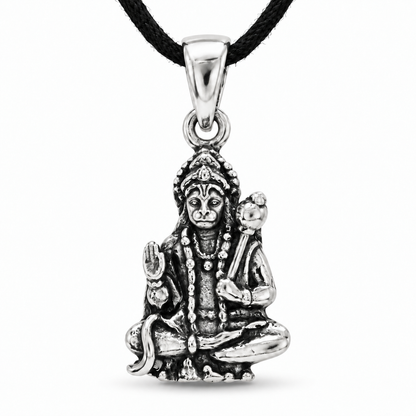 Sacred Hanuman Yogasana 925 Sterling Silver Oxidized Pendant