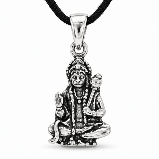 Sacred Hanuman Yogasana 925 Sterling Silver Oxidized Pendant