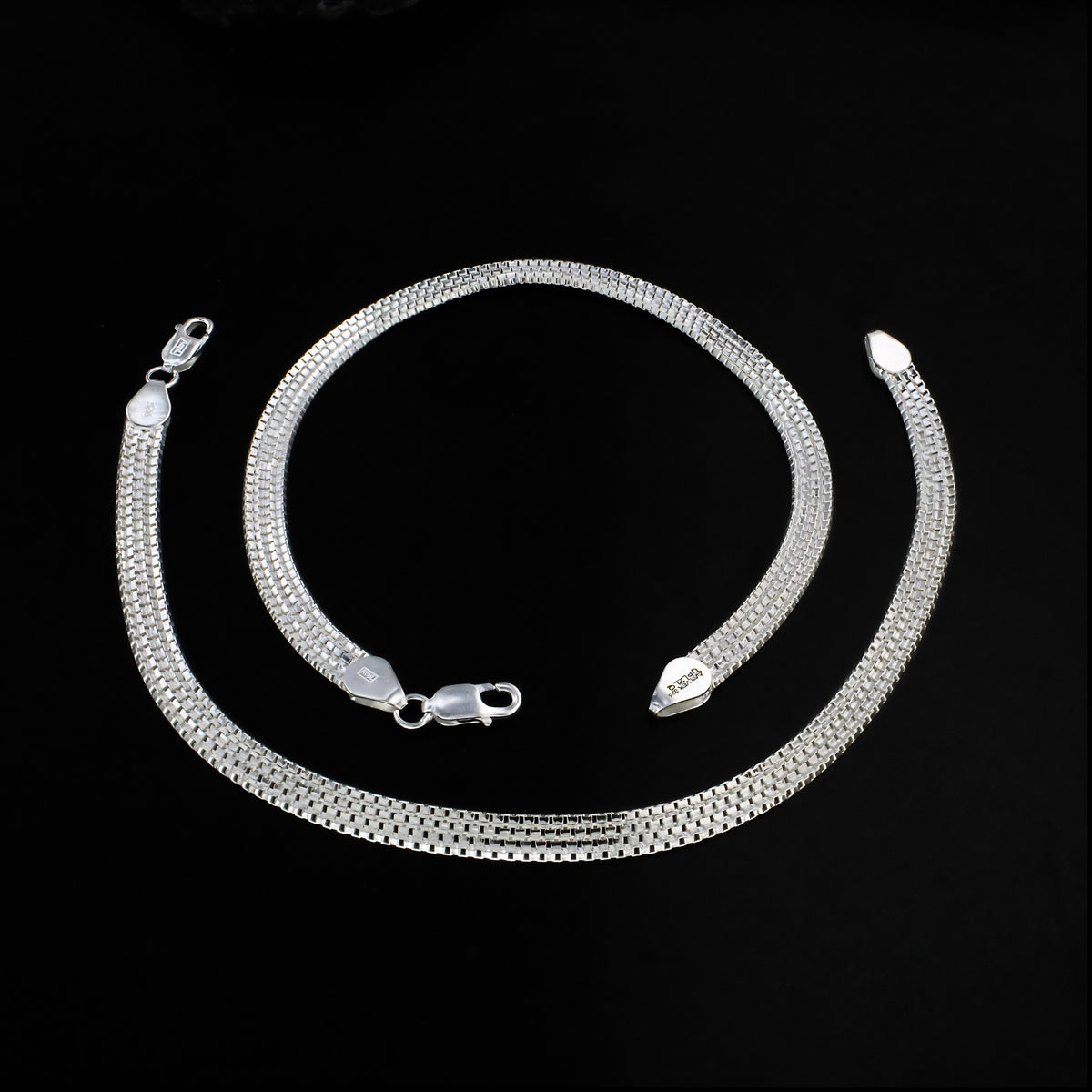 Elegant 925 Sterling Silver Mesh Anklet – 10.3 Inch Flat Chain Payal for Women