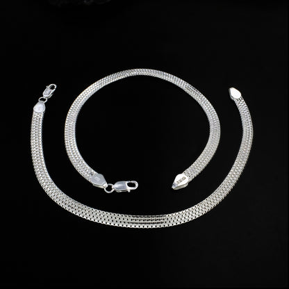 Elegant 925 Sterling Silver Mesh Anklet – 10.3 Inch Flat Chain Payal for Women