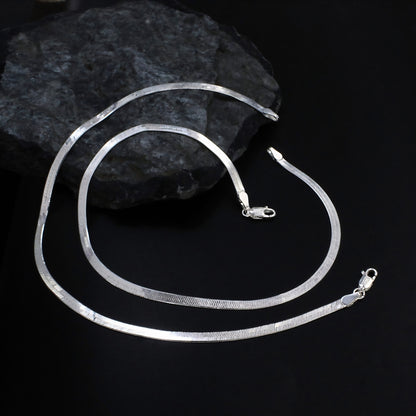 10 Inch 925 Sterling Silver Herringbone Anklet – Stylish Beach Wear for Women