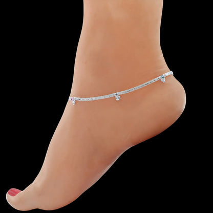 Real Silver Flat Chain Anklet for Women -  Daily Wear Payal